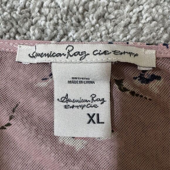 American Rag Cie Kimono Cardigan Womens XL Pink Floral Hi-Low Sheer Boho Hippie - Picture 6 of 10